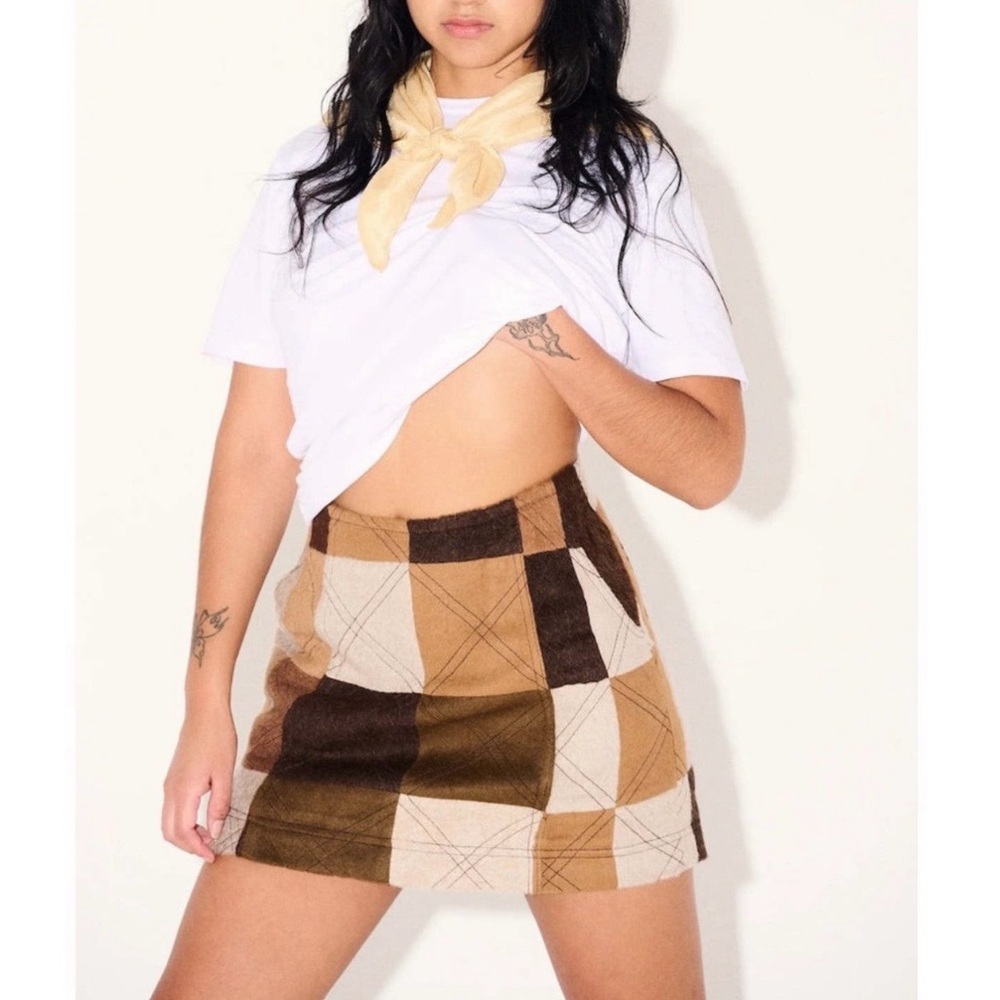 LOTI handmade Alpaca wool Renata patchwork mini skirt